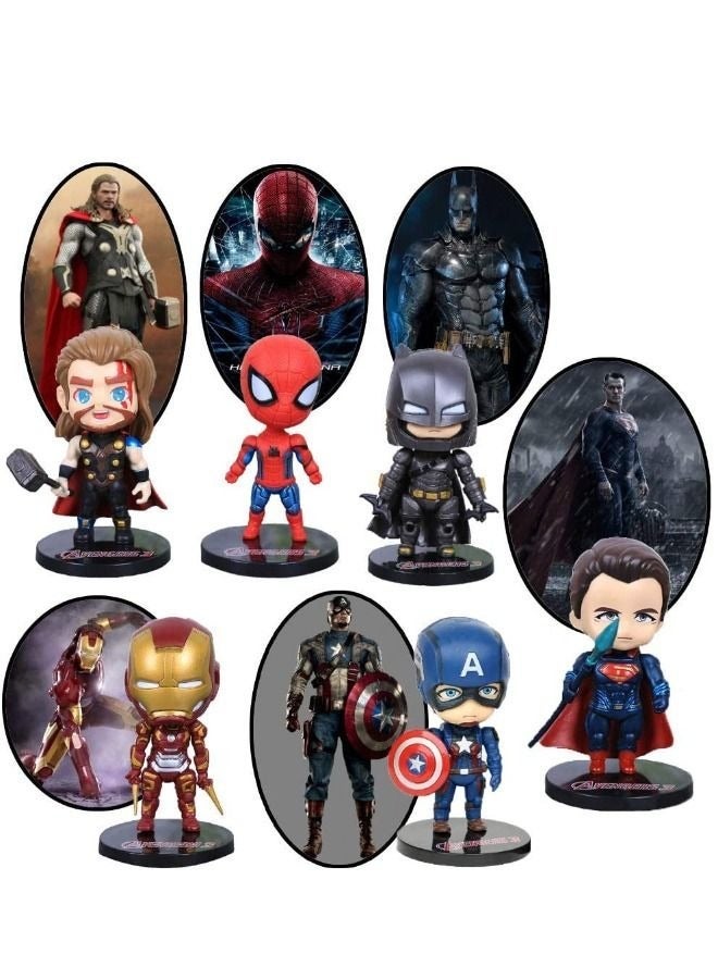 Marvel Comics 6-Piece Superhero Action Figures Sets, Marvel Hero Series Small Figurines Toys, Collectible Ornaments for Birthday Holiday Party Favors Supplies, Cake Cupcake Toppers, Car, Micro Landscape - Image 2