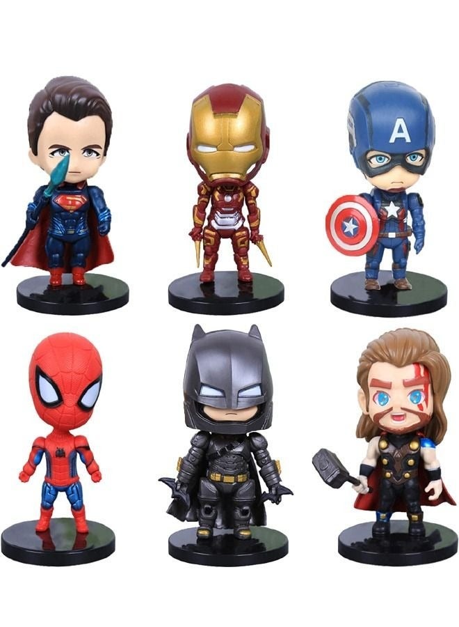 Marvel Comics 6-Piece Superhero Action Figures Sets, Marvel Hero Series Small Figurines Toys, Collectible Ornaments for Birthday Holiday Party Favors Supplies, Cake Cupcake Toppers, Car, Micro Landscape - Image 1