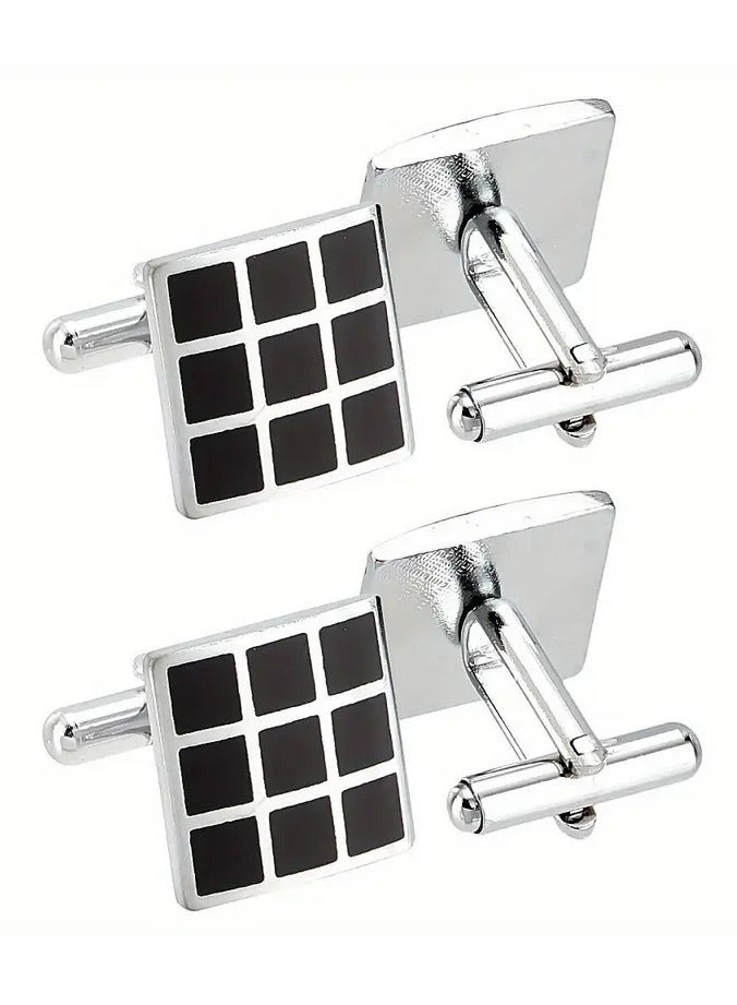 Home Clearance Sale 1Box 4pcs Brass Cufflinks Cufflink Finding Cabochon Settings for Apparel Accessories Square Platinum 25mm - Image 1