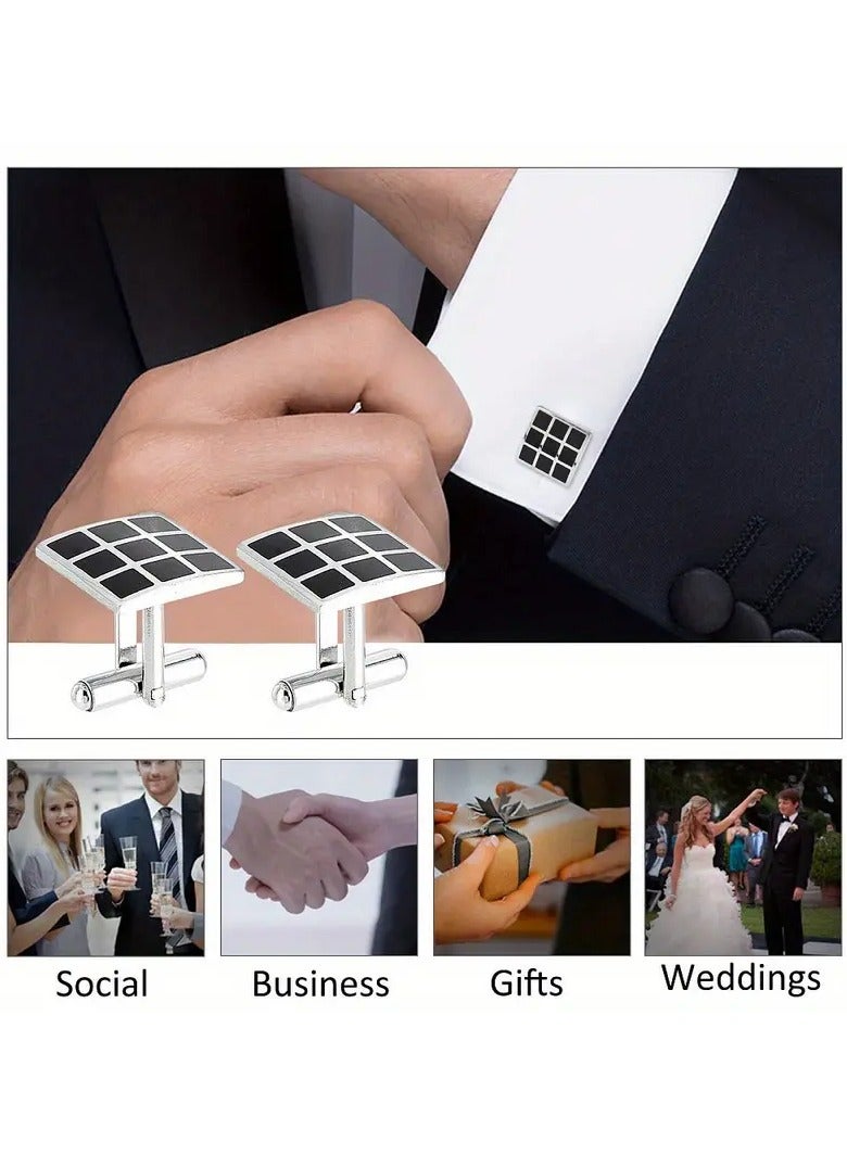 Home Clearance Sale 1Box 4pcs Brass Cufflinks Cufflink Finding Cabochon Settings for Apparel Accessories Square Platinum 25mm - Image 2