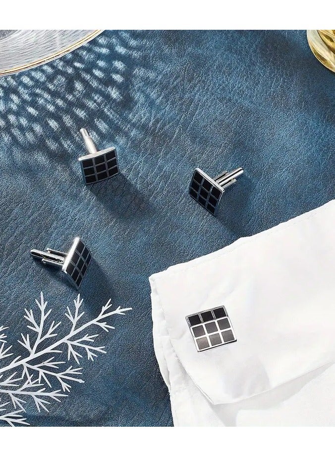 Home Clearance Sale 1Box 4pcs Brass Cufflinks Cufflink Finding Cabochon Settings for Apparel Accessories Square Platinum 25mm - Image 5