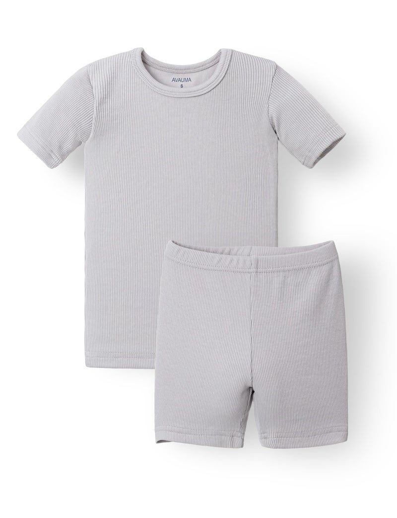 AVAUMA Newborn Baby Little Boys Girls Snug-Fit Pajamas Summer Short Sets Pjs Kids Clothes (S/Gray) - Image 1