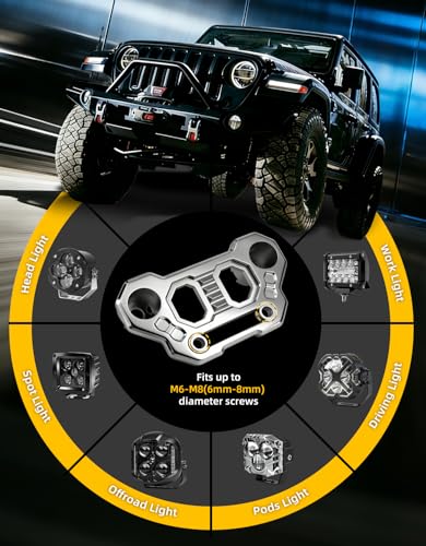 NKCELL POWER Hood Mount Light Brackets Ditch Light Mounting Brackets for JL APillar OffRoad Car LED Pod Work Lights Wrangler JL JLU 4xe Gladiator JT 20182025 Accessories 2PCS Black - Image 3