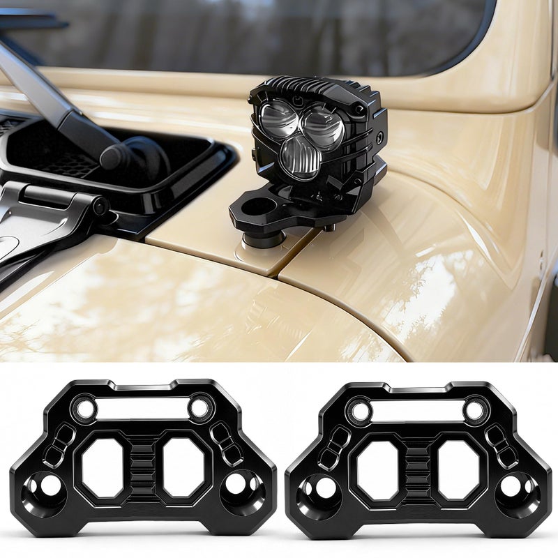 NKCELL POWER Hood Mount Light Brackets Ditch Light Mounting Brackets for JL APillar OffRoad Car LED Pod Work Lights Wrangler JL JLU 4xe Gladiator JT 20182025 Accessories 2PCS Black - Image 2