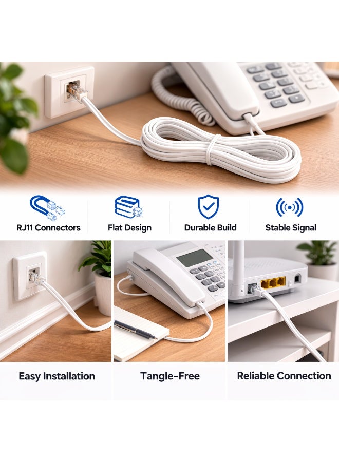 CABLE CONV Telephone Landline Extension Cord 1.5 Meter RJ11 Flat Cable – High Speed & Durable Phone Extension Wire - Image 2