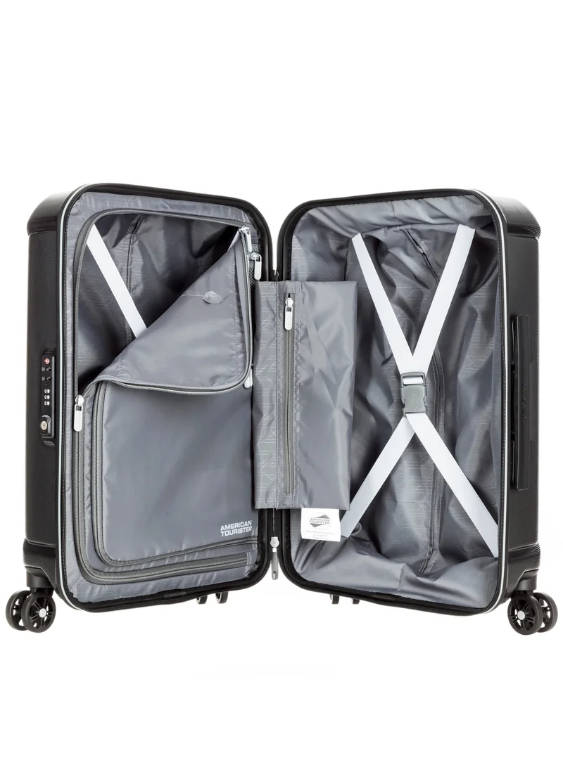 American Tourister Diamond Black Technum Suitcase, Check-In Size 86 cm / 33 inch, 4 Spinner Wheels, Hard Top, Polycarbonate, Diamond Black|DuoSaf™ Security Zipper|Dual Tube Pull Handle|Expandable|TSA Lock - 3 Years International Warranty  | Best Price UAE