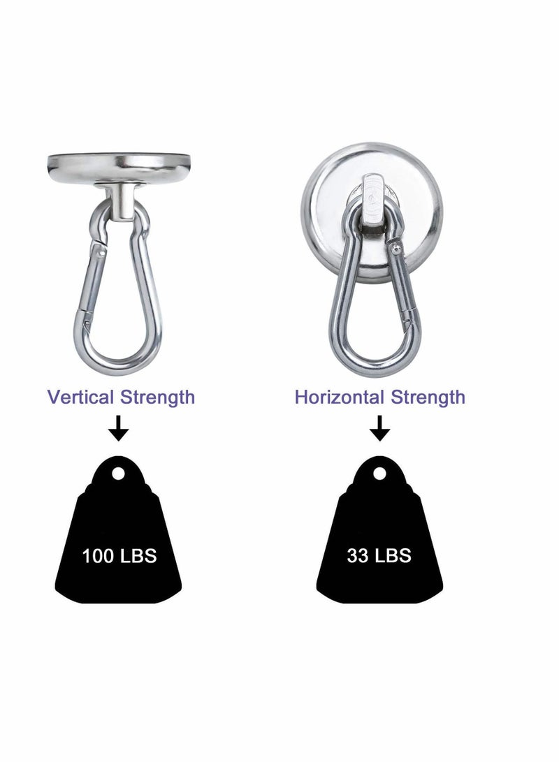 Carabiner Magnetic Hooks, KASTWAVE 100LBS Strong Heavy Duty Neodymium Magnet Hooks with Swivel Hook, Great for Your Kitchen, Refrigerator and Other Surfaces (4 Pack) Silvery - Image 5