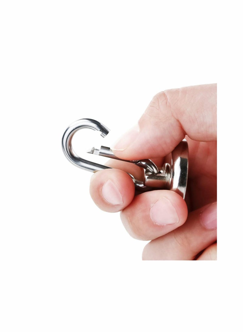 Carabiner Magnetic Hooks, KASTWAVE 100LBS Strong Heavy Duty Neodymium Magnet Hooks with Swivel Hook, Great for Your Kitchen, Refrigerator and Other Surfaces (4 Pack) Silvery - Image 2