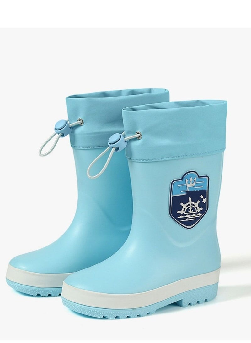 Loquat Children's Rain Shoes Boys And Girls Baby Non-slip Water Shoes Small Rubber Shoes Rain Boots Blue