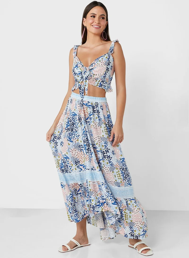 DEBENHAMS High Waist Floral Print Skirt