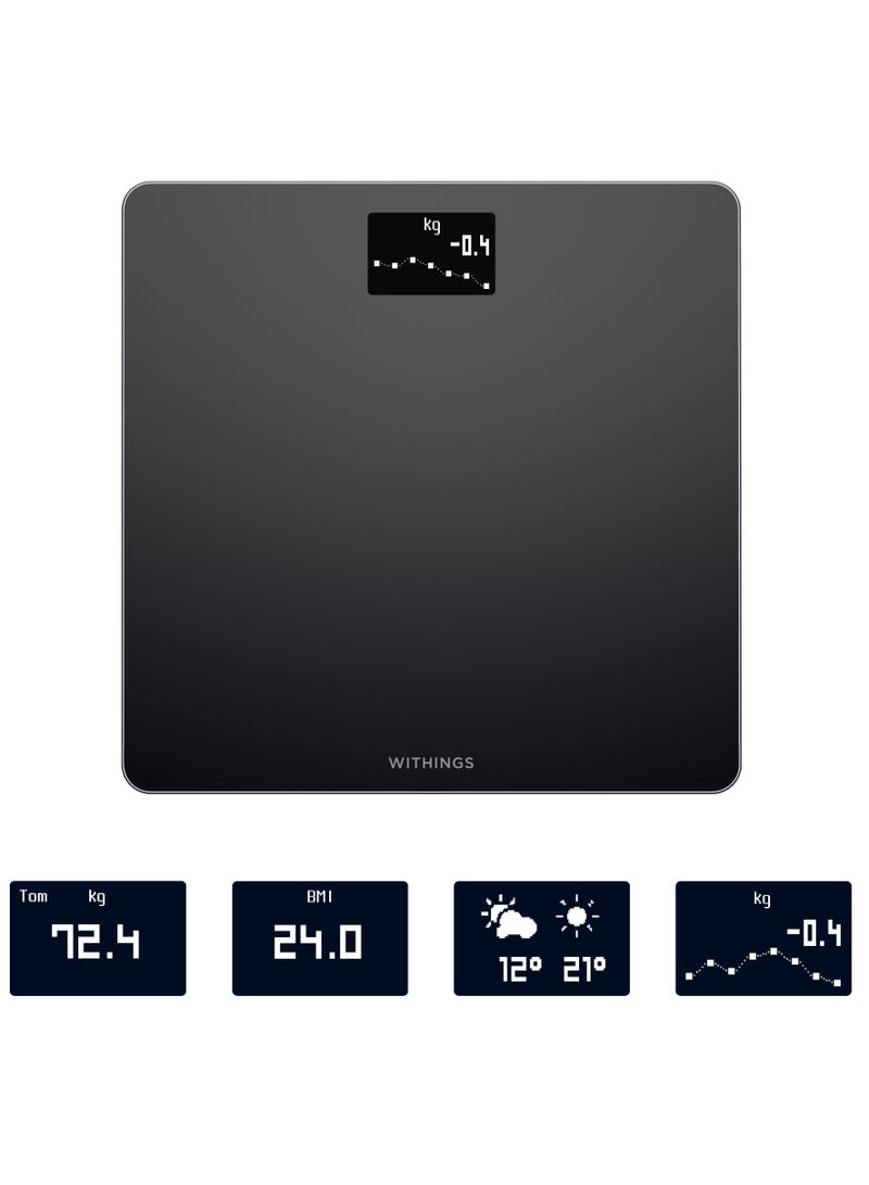 ويذينجز ميزان الجسم الرقمي الذكي لوزن الجسم ومؤشر كتلة الجسم واي فاي مع تطبيق الهاتف الذكي، WBS06-أسود - Image 3