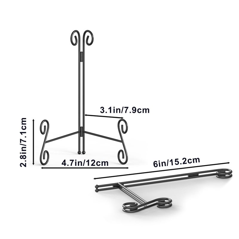 Hemylu Plate Stand  6 Inch Metal Plate Stands For Display 2 Pack  Black Iron Easel Stand Decorative Plate Holder For Picture Frame Photo Collectibles Book - Image 2