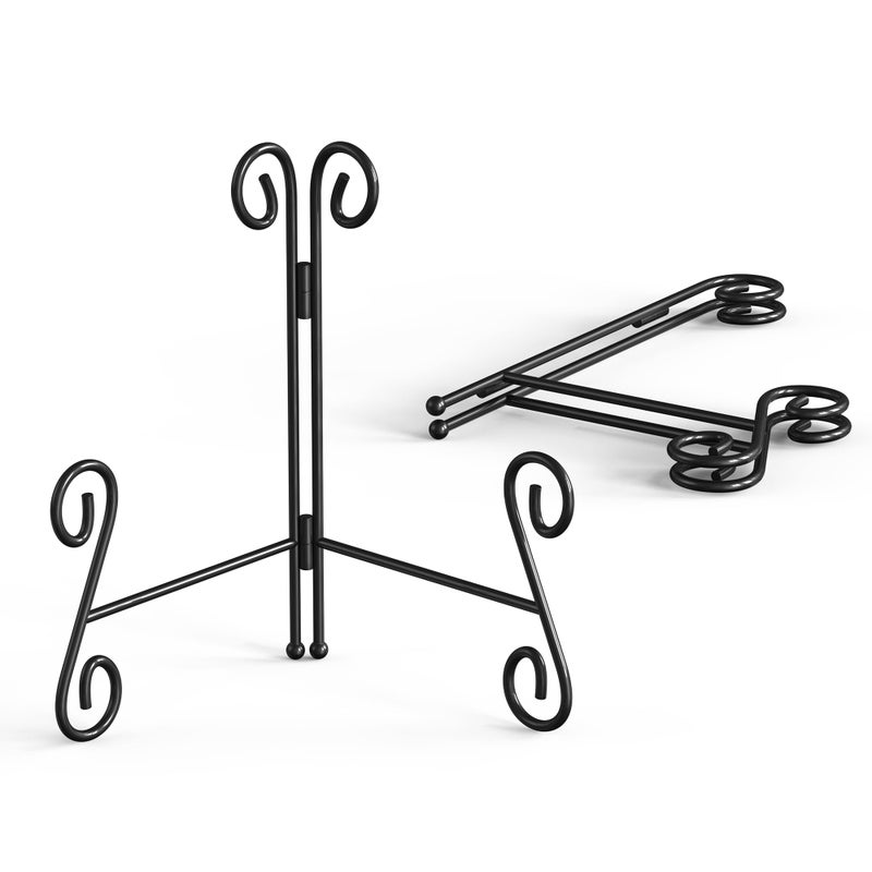 Hemylu Plate Stand  6 Inch Metal Plate Stands For Display 2 Pack  Black Iron Easel Stand Decorative Plate Holder For Picture Frame Photo Collectibles Book - Image 1