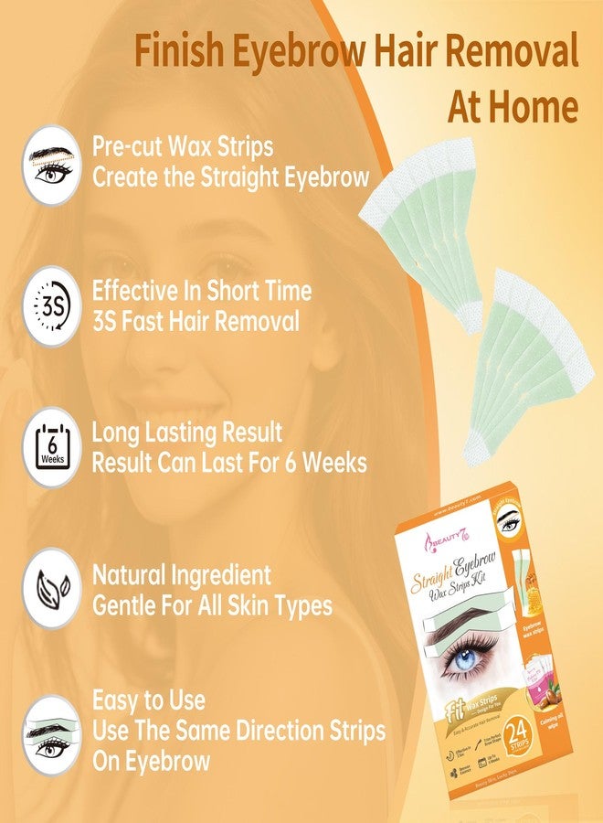 Beauty7 Fit Facial Wax Strips for Hair Removal -Straight Eyebrow Wax Strips at Home - 24 Strip, 4 Calming Oil Wipes for All Skin Types for Women - Image 5
