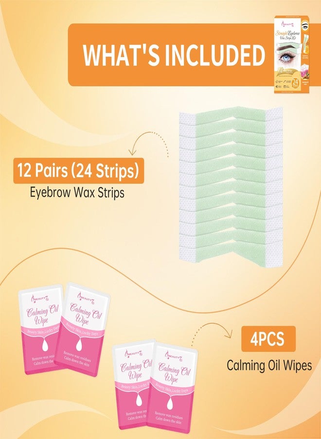 Beauty7 Fit Facial Wax Strips for Hair Removal -Straight Eyebrow Wax Strips at Home - 24 Strip, 4 Calming Oil Wipes for All Skin Types for Women - Image 3