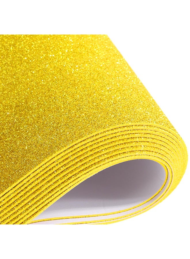 Generic 10 gold A4 size self-adhesive glitter card paper, sponge paper, DIY handmade creative gift making 20 * 30cm  - Image 1