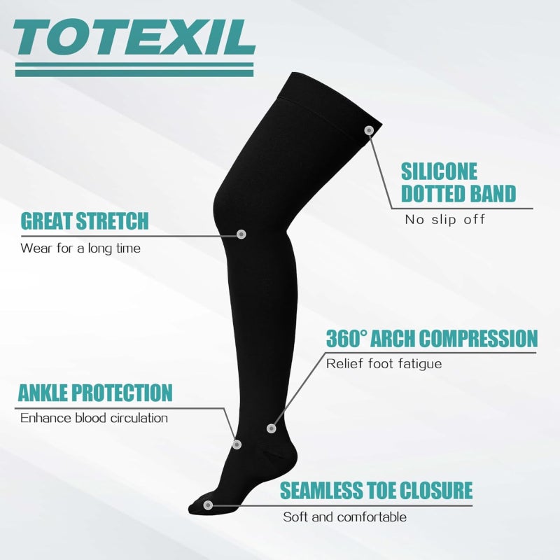 Medical grade venous compression compression socks  black  2PC  L - Image 3