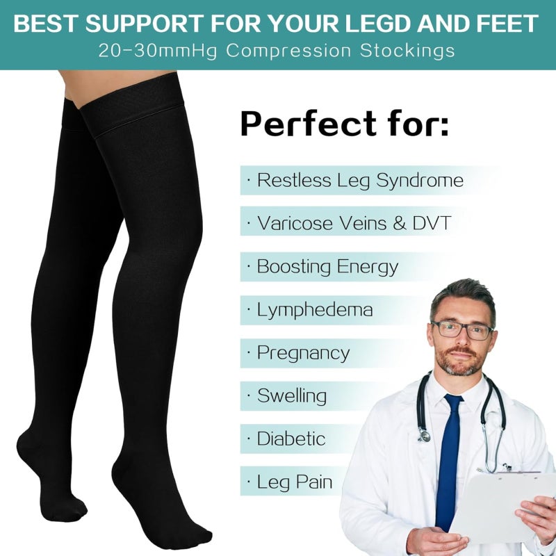 Medical grade venous compression compression socks  black  2PC  L - Image 4