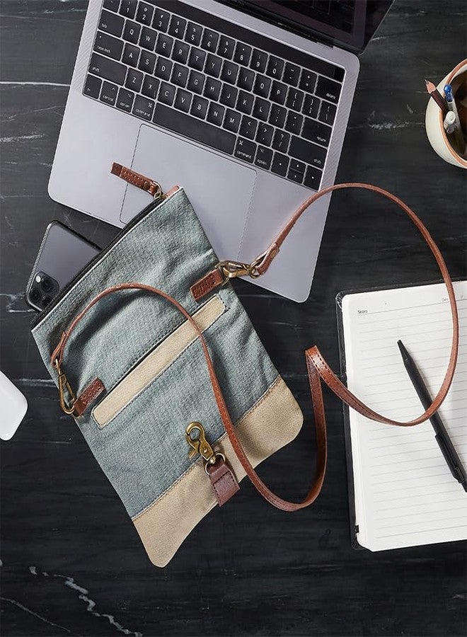 Mona B Canvas Small Sling Crossbody Bag with Stylish Design for Women - Sky Blue - Image 3