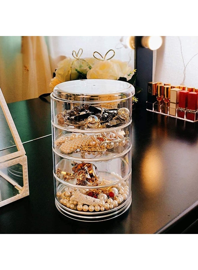 Clear Acrylic Jewelry make up tools Box 360 Degree Rotatable ,Earrings Necklace Rings Organizer storage - Image 1