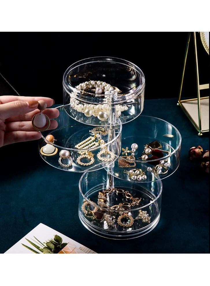 Clear Acrylic Jewelry make up tools Box 360 Degree Rotatable ,Earrings Necklace Rings Organizer storage - Image 4