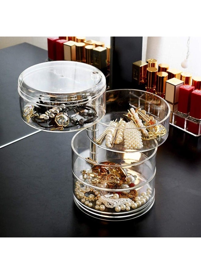 Clear Acrylic Jewelry make up tools Box 360 Degree Rotatable ,Earrings Necklace Rings Organizer storage - Image 2