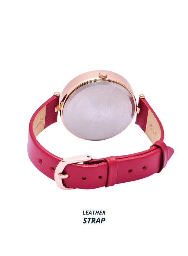 Chumbak Hoot Leather Strap Watch | Maroon Strap
