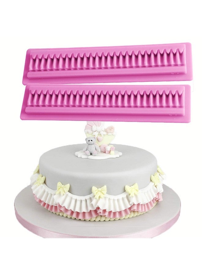 Hengke 2 Pieces Border Silicone Fondant Baking Cake Moldespleated Lace Waves Mold Forcake Decoratingsugarcraftchocolate Cupcake Topperpastrypolymer Clay Wax Making Crafting Projects - Image 1