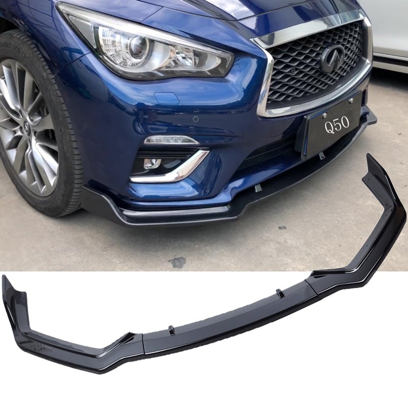 MUCO 3PCS New Front Bumper Front Lips Compatible with Infiniti Q50 Sport 2018 2019 2020 2021 2022 2023 Car Front SpoilerGloss Black Sport Front Spoiler Only Q50 Sport
