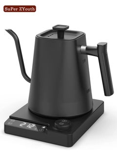Super ZYouth Electric Gooseneck Coffee Kettle 1000ML, Smart Display Control Temperature Kettle, 1200 Power Rapid Heating Pour Over Kettle for Tea Coffee Brewing, Insulation Stainless Steel inner and Bottom, Black  - Image 1