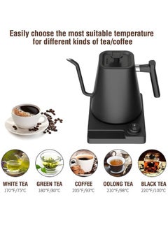Super ZYouth Electric Gooseneck Coffee Kettle 1000ML, Smart Display Control Temperature Kettle, 1200 Power Rapid Heating Pour Over Kettle for Tea Coffee Brewing, Insulation Stainless Steel inner and Bottom, Black  - Image 4