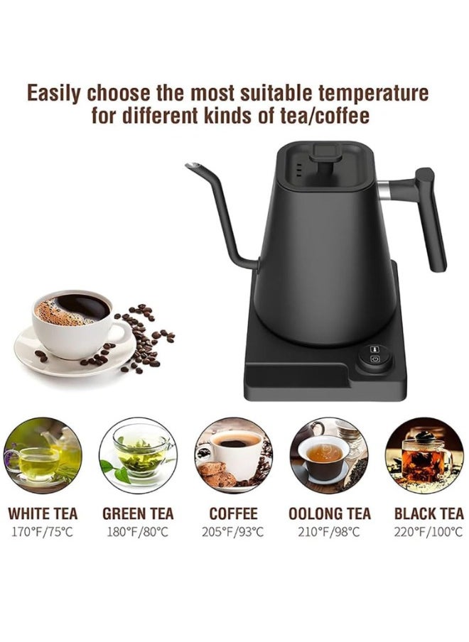 Super ZYouth Electric Gooseneck Coffee Kettle 1000ML, Smart Display Control Temperature Kettle, 1200 Power Rapid Heating Pour Over Kettle for Tea Coffee Brewing, Insulation Stainless Steel inner and Bottom, Black  - Image 4