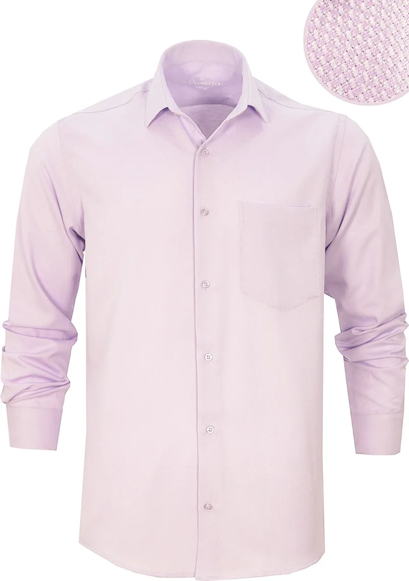 Varetta Men's Lilac Color Oxfort Straight Long Sleeve Classic Cut Single Pocket Shirt