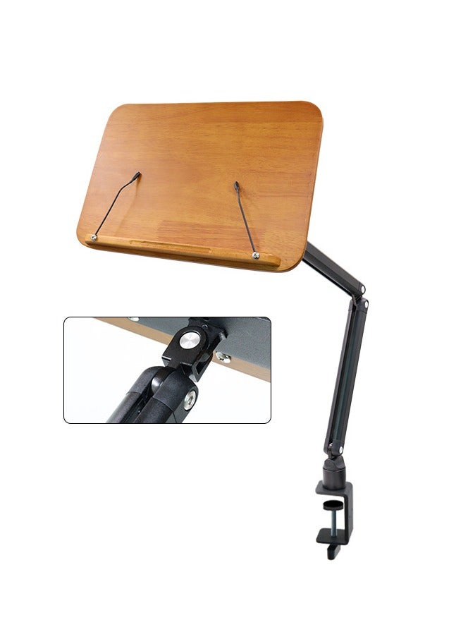 XiuWoo Book Stand with Clamp, Book Holder for Reading Hands Free, Aluminum Alloy and Bamboo Material Build, Table Side Design, Suitable for Readers, Students and Childre - Image 1
