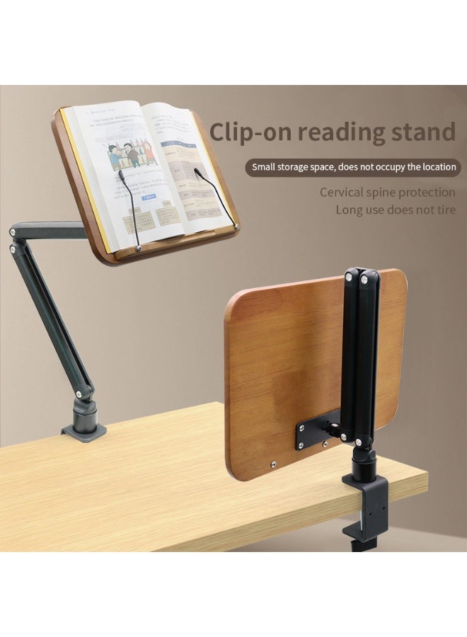 XiuWoo Book Stand with Clamp, Book Holder for Reading Hands Free, Aluminum Alloy and Bamboo Material Build, Table Side Design, Suitable for Readers, Students and Childre - Image 2