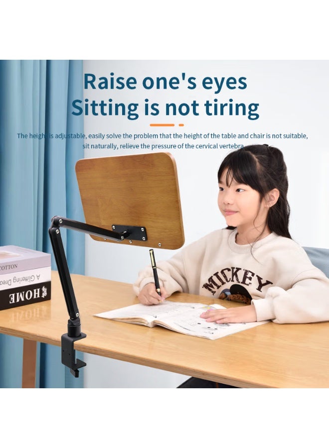 XiuWoo Book Stand with Clamp, Book Holder for Reading Hands Free, Aluminum Alloy and Bamboo Material Build, Table Side Design, Suitable for Readers, Students and Childre - Image 5