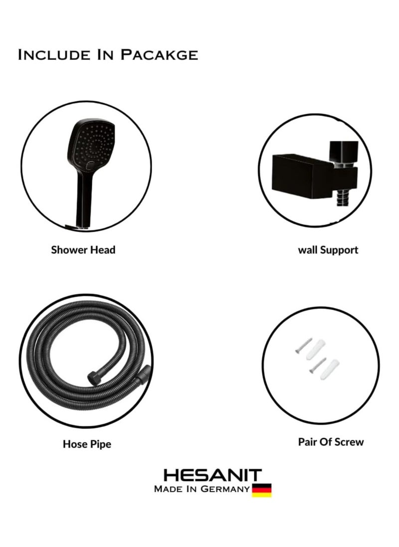 HESANIT HESANIT Infinity Bathroom Hand Shower With Pipe 150cm And Fittings - Matte Black 7002HS MB  - Image 4