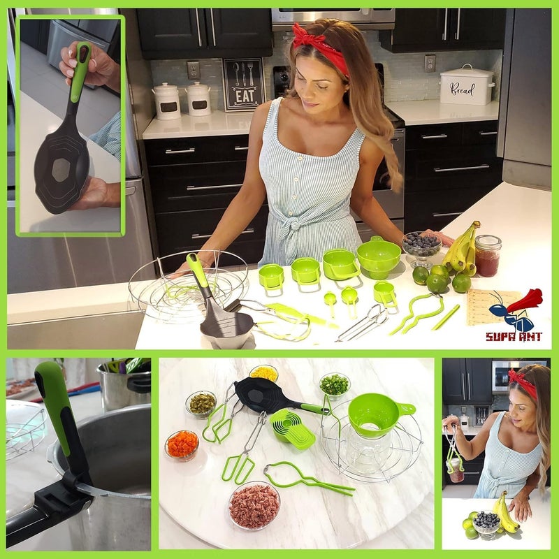 Supa Ant Canning Supplies Starter Kit- 10 pc Canner Accessories with Canning Rack for Jars, XL Ladle, Wide Mouth Jar Funnel, Jar Lifter and Wrench, Bubble Popper/Measurer, Lid Lifter, Kitchen Tongs - Image 2