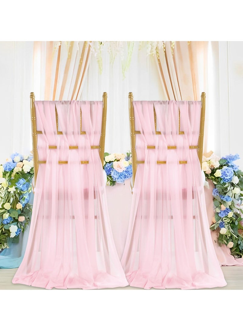 Sheer Fabric Wedding Chair Sashes: 10PCS Tulle Church Chair Cover Long Chair Bows Aisle Drapes Party Decorations (Light Pink - 20*275cm)  - Image 5