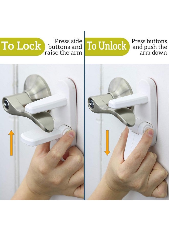 Wappa Baby Door Lever Lock (2 Pack) Prevents Toddlers From Opening Doors. 3.25" L * 1.5" W * 4.5" H Easy One Hand Operation For Adults. Durable Abs With 3M Adhesive Backing. Simple Install, No Tools Needed. - Image 2
