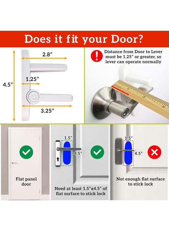Wappa Baby Door Lever Lock (2 Pack) Prevents Toddlers From Opening Doors. 3.25" L * 1.5" W * 4.5" H Easy One Hand Operation For Adults. Durable Abs With 3M Adhesive Backing. Simple Install, No Tools Needed. - Image 4