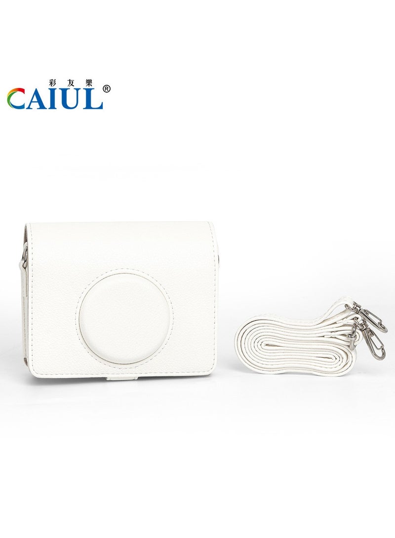 CAIUL Retro PU Leather Camera Case for Instax mini EVO – Vintage Protective Sleeve for Digital Instant Photography-White - Image 1