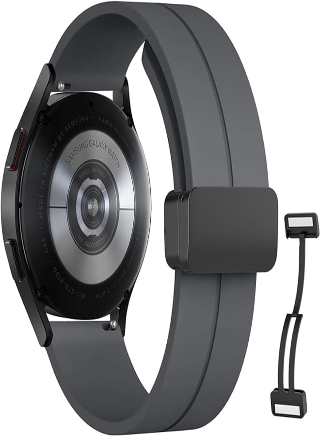 Silicone Strap With Magnetic Folding Buckle for Samsung Galaxy Watch 6/5/4 44/40mm, Watch 5 Pro 45mm, 6 Classic 47/43mm, Quick Release Silicone Straps for Women Men