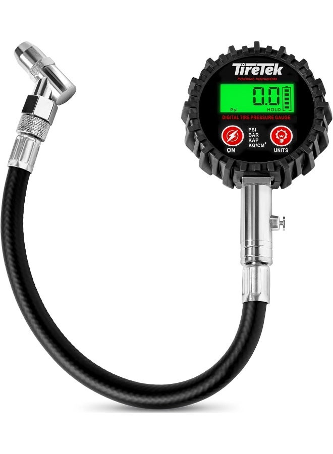 TireTek TIRETEK Digital Tire Pressure Gauge (0-200 PSI) - Heavy Duty Tire Gauge (Stainless Steel) - MotCertified ANSI - Easy to Read - Air Gauge Tire Pressure - Bike and Motorcycle Tire Pressure Gauge  - Image 1