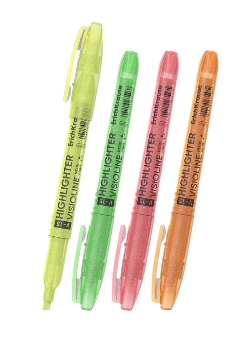 ErichKrause 4-Piece Visioline V-15 Glitter Highlighter Set Multicolour - Image 2