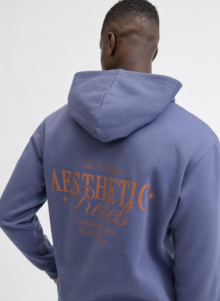 ج ج ريبل هودي بطباعة نصية وياقة دائرية - Image 3