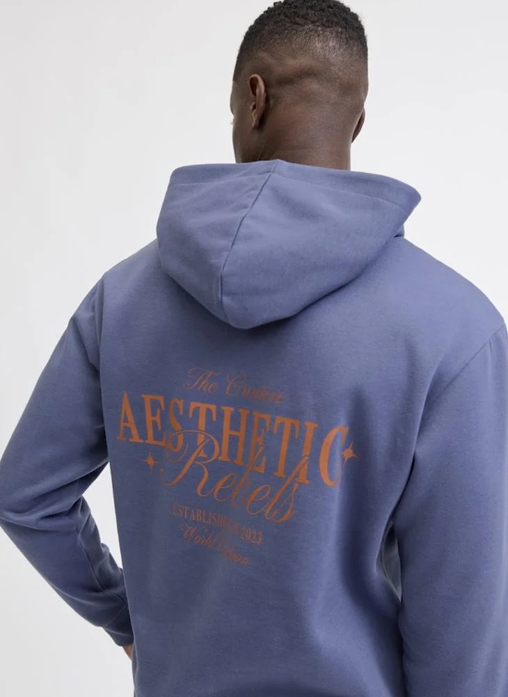 JJ Rebel  Text Print Regular Fit Crew Neck Hoodie for Men | Best Price UAE