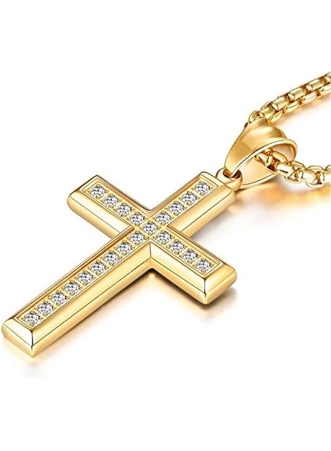 Arabest Men's Cross Necklace 316L Stainless Steel Jesus Ankh Pendant Rolo Chain Jewelry - Image 1