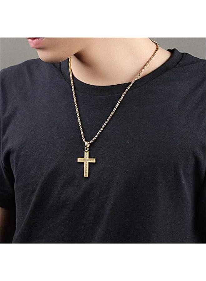 Arabest Men's Cross Necklace 316L Stainless Steel Jesus Ankh Pendant Rolo Chain Jewelry - Image 2
