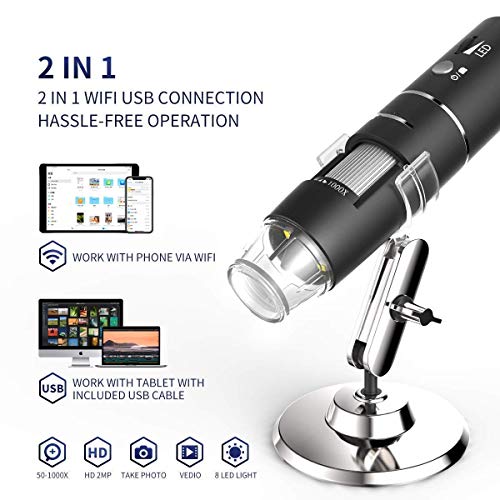 Etzin Wi-Fi Digital Microscope, Supports a Variety of Operating Systems, Android 4,3,iso 8.0 & Windows Vista/7/8/10 & HD Resolution 1920x1080p 100x Magnification Range-(EPL-582IM) - Image 4